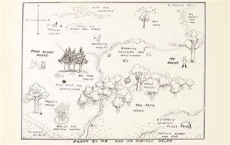 E H Shepard S Original Map Of The Hundred Acre Wood From Winnie The