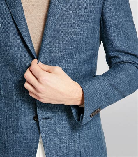 Mens Corneliani Blue Wool Cotton Homespun Blazer Harrods UK