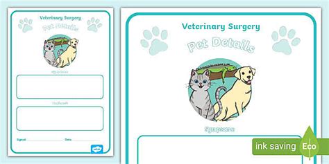 Vets Surgery Pet Details Form Professor Feito Twinkl