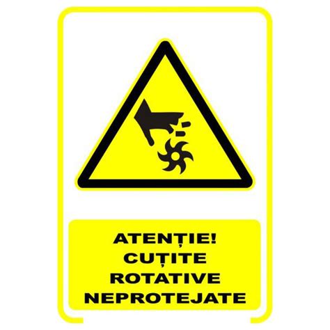 Sticker Decorativ Indicator Avertizare Atentie Cutite Rotative