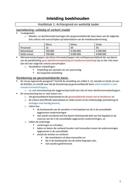 Inleiding Boekhouden Samenvatting Inleiding Boekhouden Hoofdstuk 1