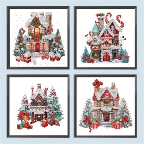 D Diy Partial Special Shaped Drill Diamond Painting Christmas Cottage