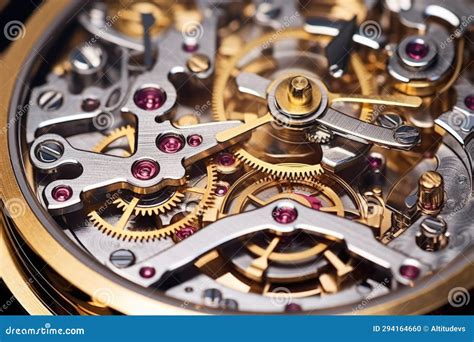 Detailed Shot Of Tourbillon Watch Balance Wheel And Spring Stock Photo