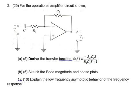 Solved For The Operational Amplifier Circuit Shown Derive