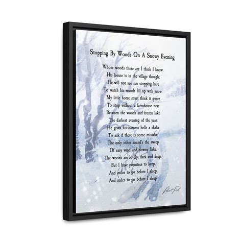 Framed Robert Frost Poem on Canvas, stopping by Woods on a Snowy ...