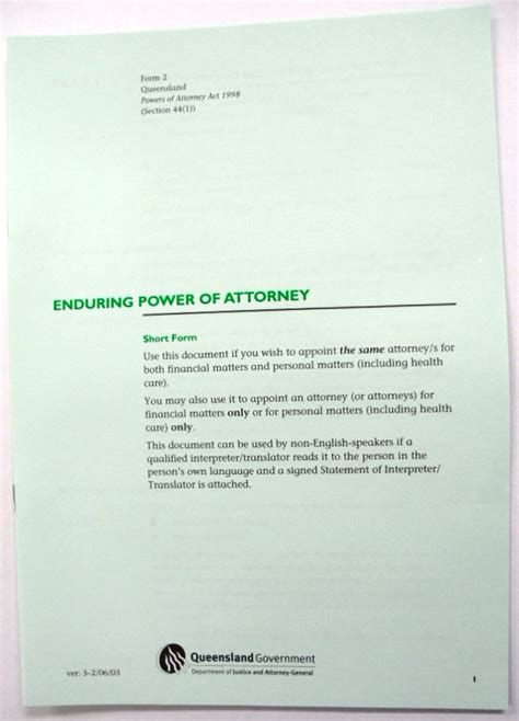 Power Of Attorney Enduring Short Form Form 2 Skout Office Supplies