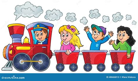 Toy Train With Happy Kids Vector Illustration 17649712