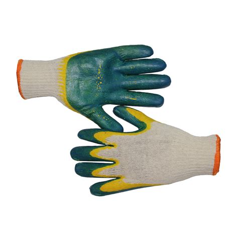 Green Latex Palm Double Coated Knit Safety Work Glove Luvas Guantes