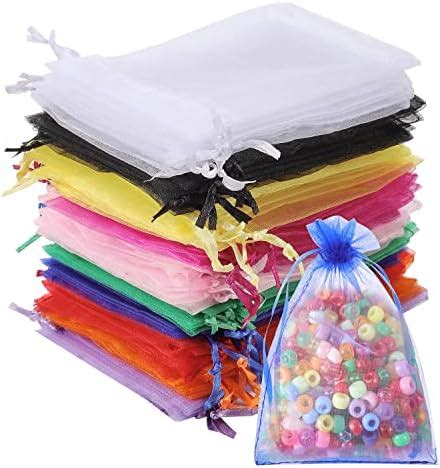 KroY PecoeD 50 Pcs Sachets Organza 10x15 Cm 10 Couleurs Organza Gift