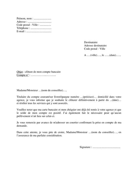 Mod Le De Lettre De Demande De Cl Ture De Compte En Banque