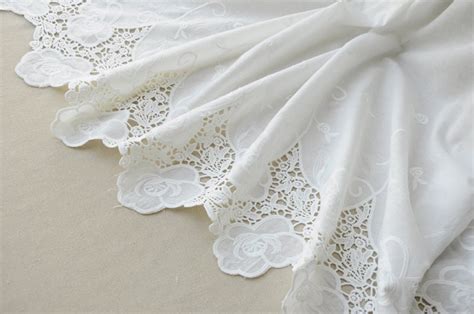 Cotton Eyelet Lace Fabric With Scalloped Border Hollowed Out Etsy