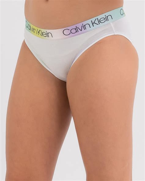 Shop Calvin Klein Girls Modern Cotton Bikini Brief Pack In White Grey