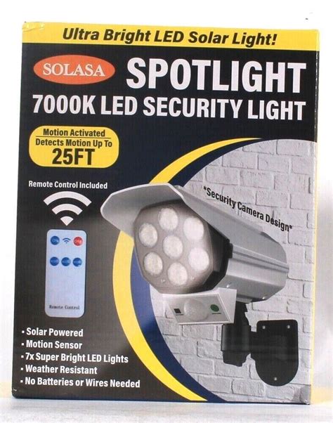 Solasa Ultra Bright 7000k Led Solar Security Spotlight Motion Activated To 25ft Outdoor