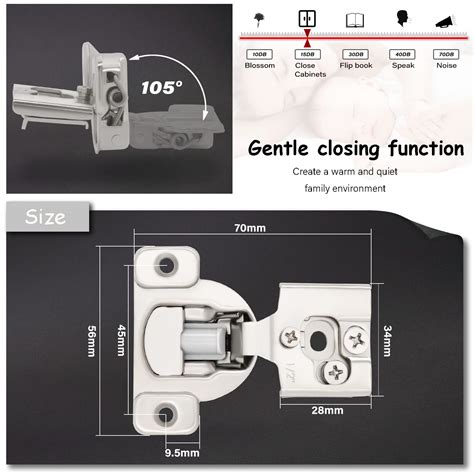 20 Pack 1 2 Inch Overlay Soft Close Cabinet Hinge 105 Degree Cabinet