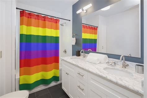 Rainbow Flag Shower Curtains Lgbt Gay Pride Lesbian Etsy