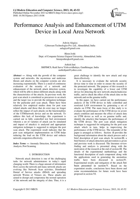 Pdf Performance Analysis And Enhancement Of Utm Device In Local Area