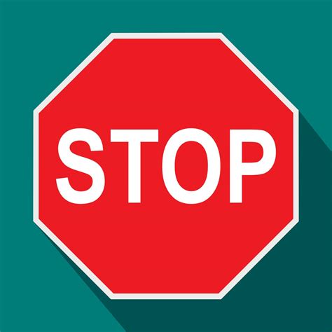 Red Stop Sign Icon Flat Style 14575698 Vector Art At Vecteezy