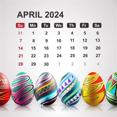 April Calendar With Easter Eggs Casi Martie