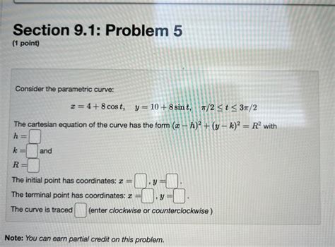 Solved Consider The Parametric Curve Chegg