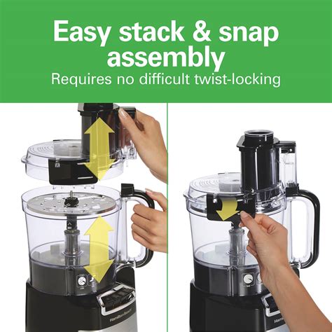 10 Cup Stack Snap Food Processor With Big Mouth Black Stainless