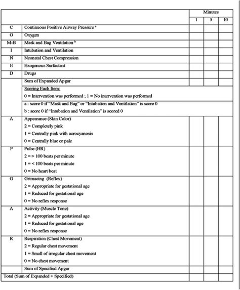 Apgar Score Chart Example Free Pdf Download 44 Off