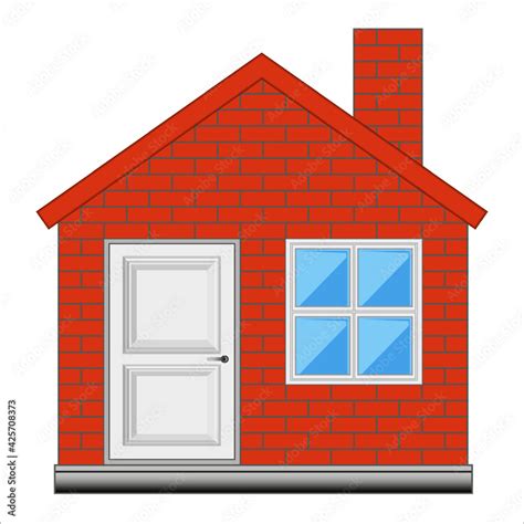 Cartoon Red Brick House With A Chimney Stock Vector Adobe Stock