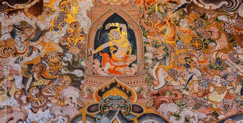 Buddhist Temple Mural Painting Art In Thailand Stock Photo Adobe Stock