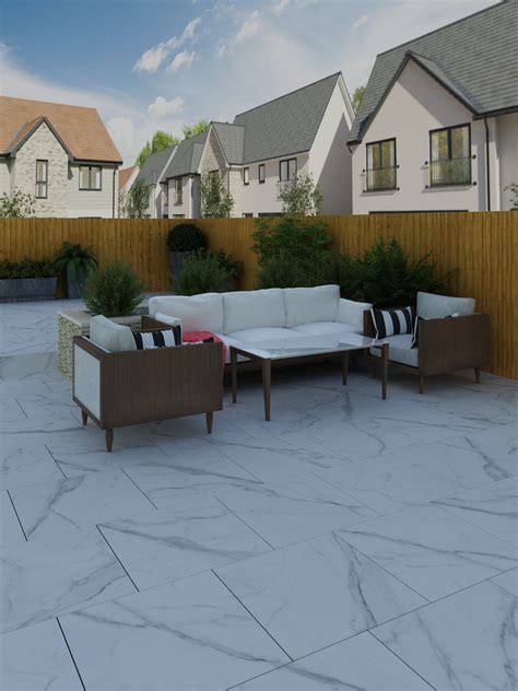 Carrera Marble Effect Outdoor Porcelain Paving Slabs X Pack