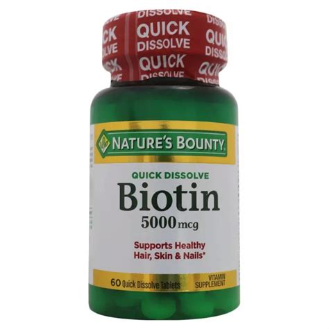 Natures Bounty Quick Dissolve Biotin 5000 Mcg 60s Dermame