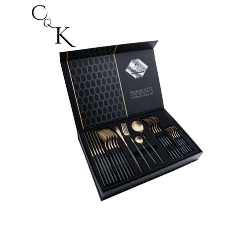 Jual Set Alat Makan Isi 24 Pcs Sendok Garpu Pisau Stainless Gold