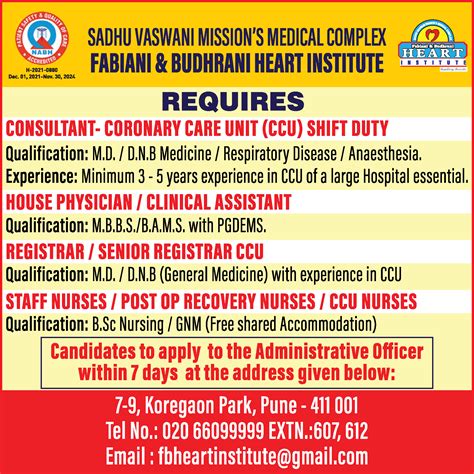 Staff Nurses Post OP Recovery Nurses CCU Nurses Job Vacancy At Sadhu