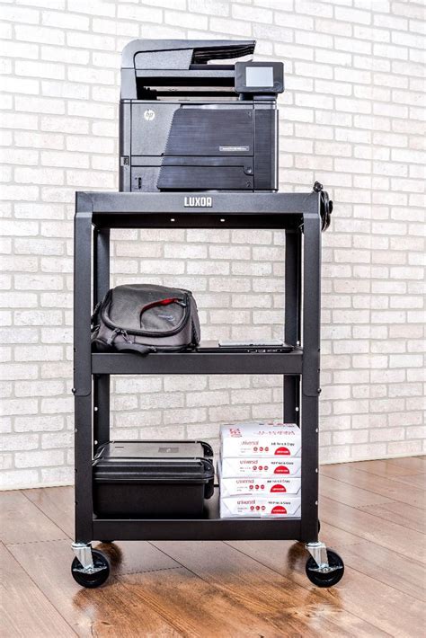 Adjustable Height Steel Audio Visual Cart Pullout Tray Ultimate Office