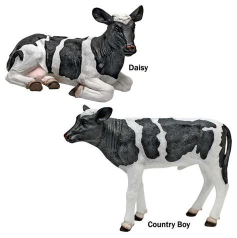 Cow Statue Set Of 2 Contemporary Garden Statues And Yard Art By