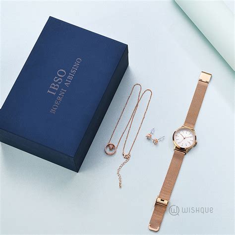 IBSO Women Luxury Quartz Rose Gold Watch And Jewellery Set 3639 | Wishque