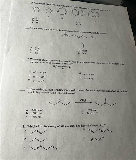 Solved I Need Help Assuming All Of The Following Molecules Are