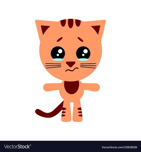 Cute cat cartoon sad character white Royalty Free Vector