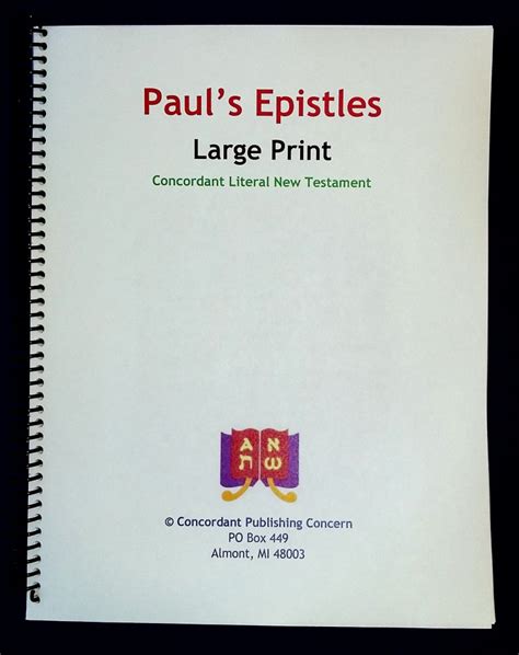 Paul's Epistles - Large Print - Spiral Bound - Concordant Publishing ...