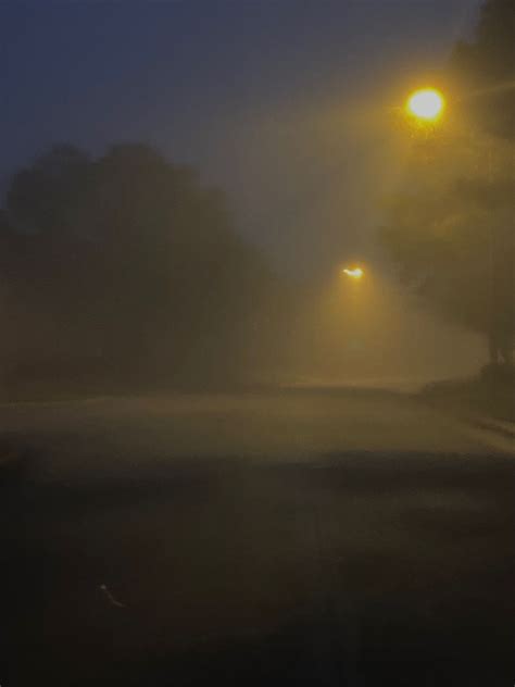 Foggy Street At Nighttime Streetlight Fog Twilightcore Twilight Vibes