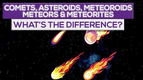 Whats The Difference Between Comets Asteroids Meteoroids Meteors And Meteorites Youtube