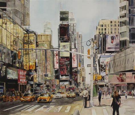 Times Square New York Watercolor Art Print Good Morning Nyc Etsy