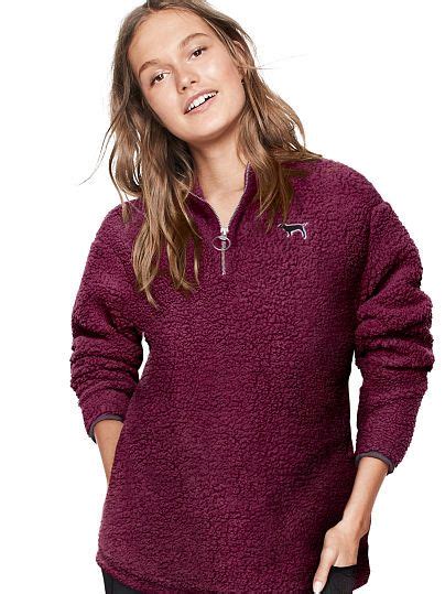 Undefined Pink Hoodie Victoria Secret Quarter Zip Sherpa Pullover