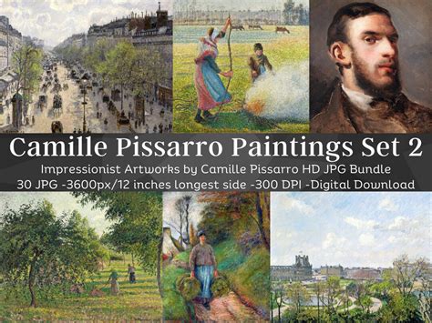 Camille Pissarro Paintings 30 HQ Printable Art Decor Set 2 Classic ...