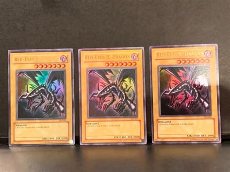 Red Eyes Black Dragon SDJ 001 Rare Yugioh Holo X3 Values MAVIN