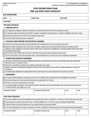 Fillable Online Noaa Form Dive Operations Plan Pre