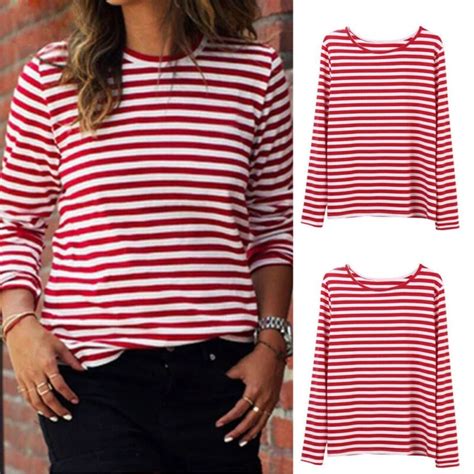 Red And White Striped Shirts For Women