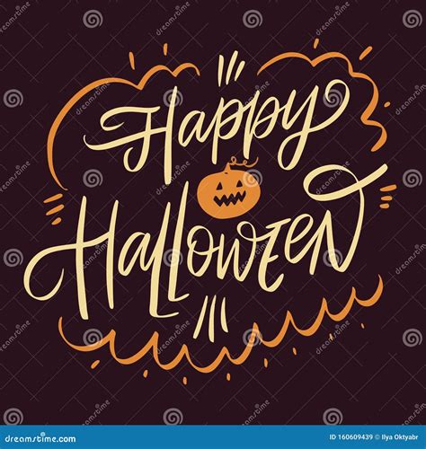 Happy Halloween Autumn Holiday Hand Drawn Vector Illustration Stock