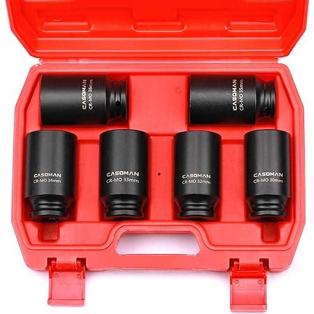 CASOMAN 1 2 Inch Drive Deep Spindle Axle Nut Impact Socket Set 6