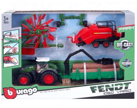 Bburago Fendt 1050 Vario Motorized With Whirl Rake Baler Lifter Tree