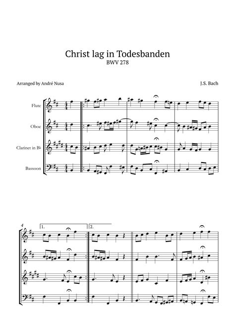 Christ Lag In Todesbanden Bwv Arr Andr Nusa Sheet Music