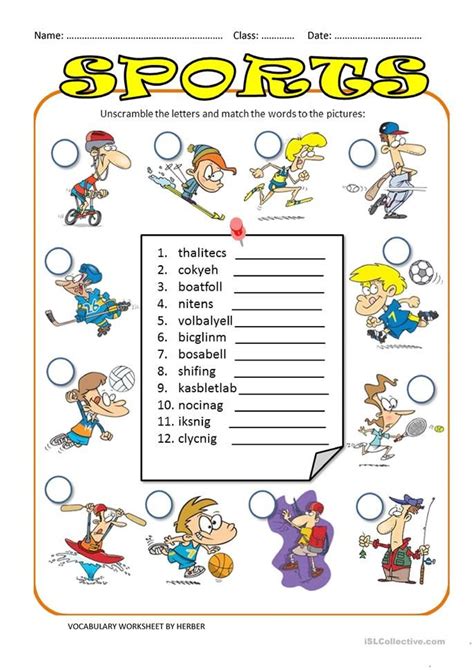 Unscramble Sports Ws English Esl Worksheets For Distance Learning And Physical Classrooms